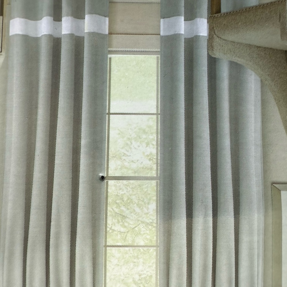 Gray and White Horizontal Stripe Curtains Modern Accents